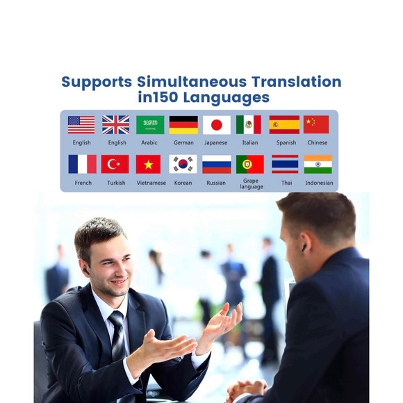 Virans VTrans AI Language Translation Earbuds 150 Languages Bluetooth 5.4 Black - Picture 3 of 7
